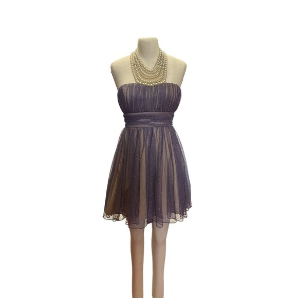 City Triangles Purple Strapless Tulle Party Dress Size 9 - Picture 2 of 7